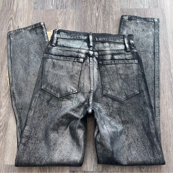 Frame le sylvie slender Straight Jeans in chrome noir Women’s Size 24 - Picture 7 of 8